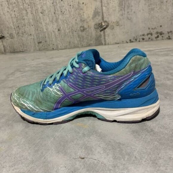 Asics Gel Nimbus 18 Womens Size 8 Running Shoes Turquoise/Iris/Methyl Blue T650N - Picture 6 of 10